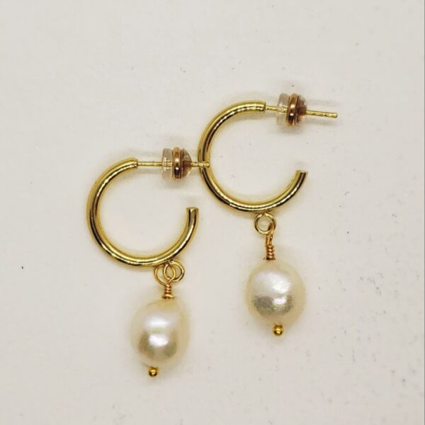 Gold plated baroque pearl earrings
