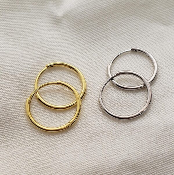 The perfect hoops in gold vermail and silver