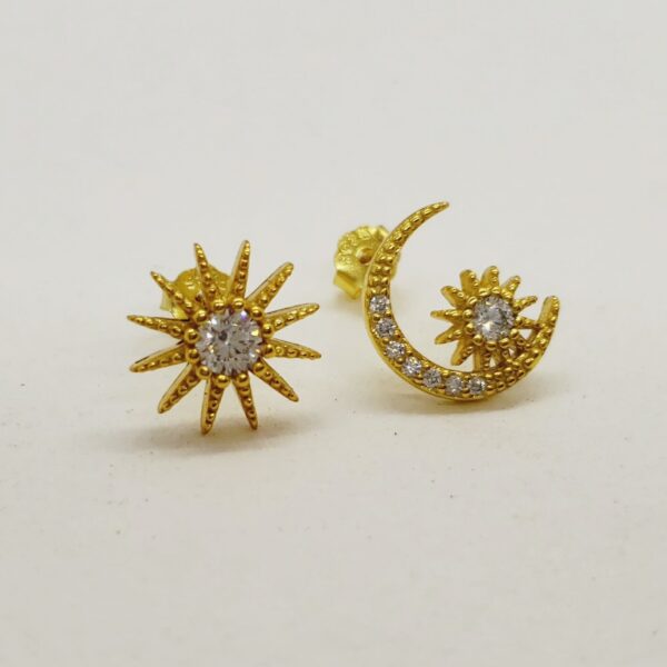 14k Gold plated Sun and Moon earrings