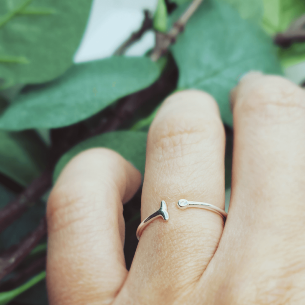 Tiny Whale Tail Ring Silver
